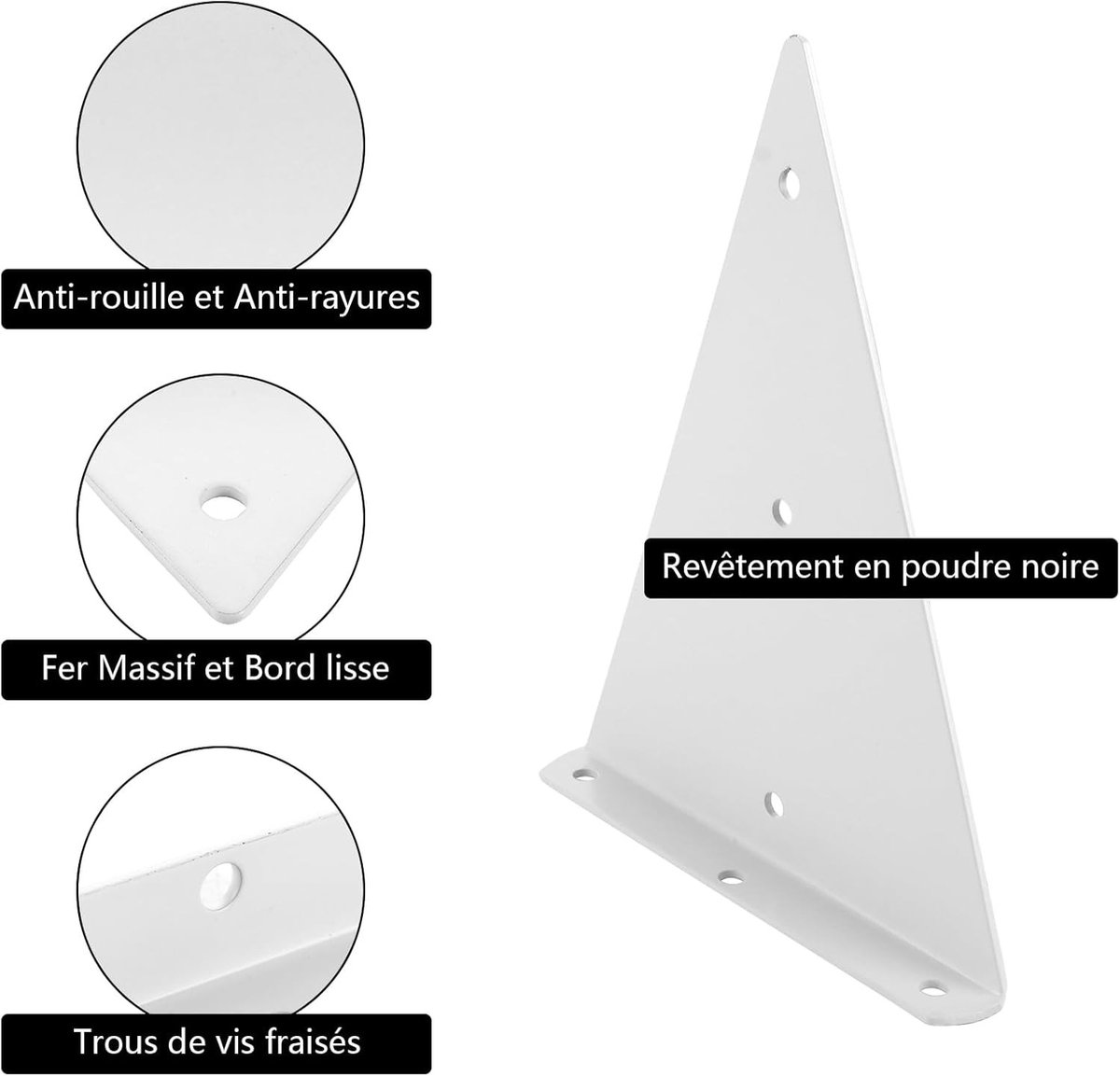 Set van 4 Driehoekige Wandplanken - Wit, 230x170mm, Ideaal voor Decoratie en Opbergruimte