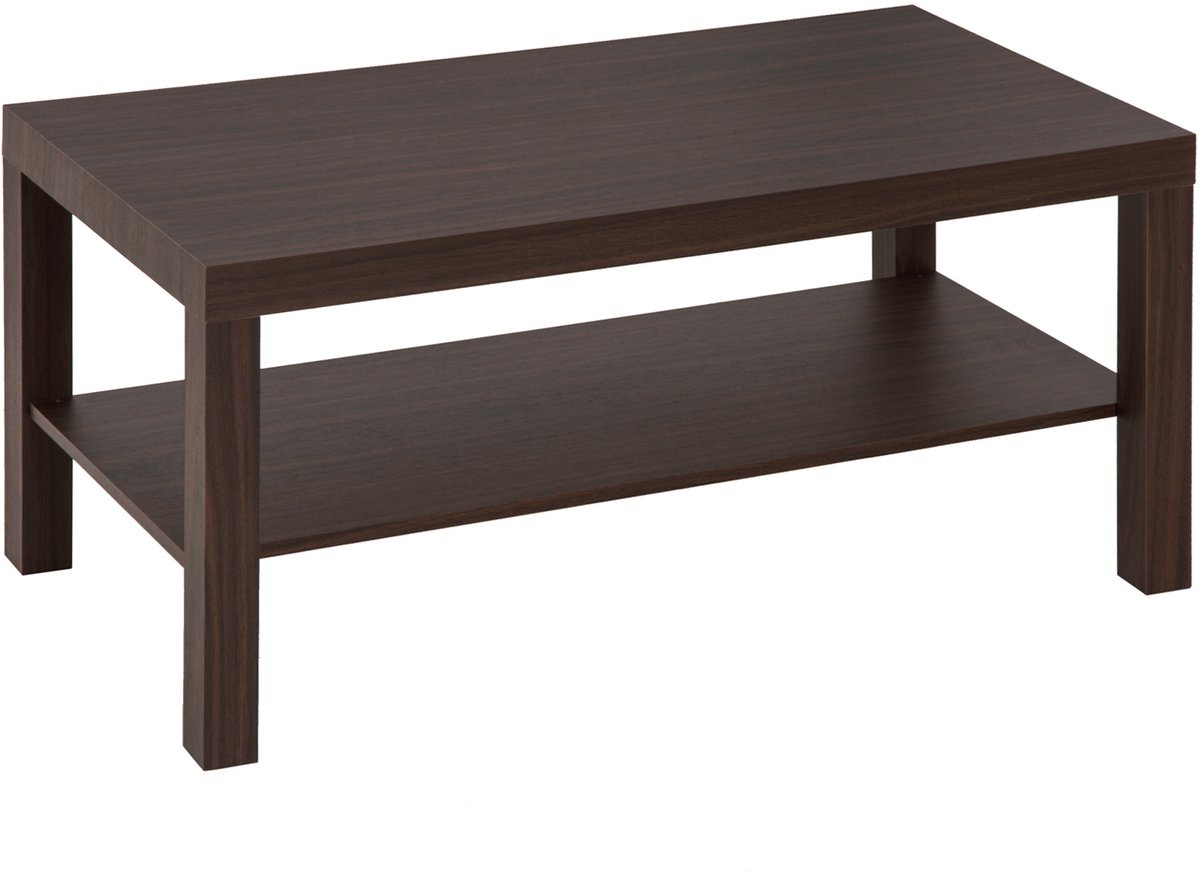 1 stuk - Klassieke rechthoekige koffietafel - met houten opbergrek - 90 x 45 x 44,5 cm - koffie