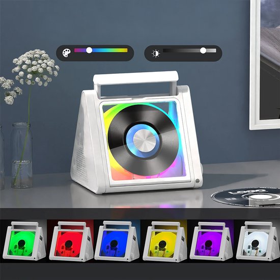 CD-speler - Bluetooth-luidspreker - Leer-cd-speler - Multifunctionele luidspreker - Ingebouwde luidspreker - Geschikt voor thuis en op het bureau - Draagbaar - TYPE-C - 12W - 5V - Bluetooth 5.3 - Wit — afbeelding 5