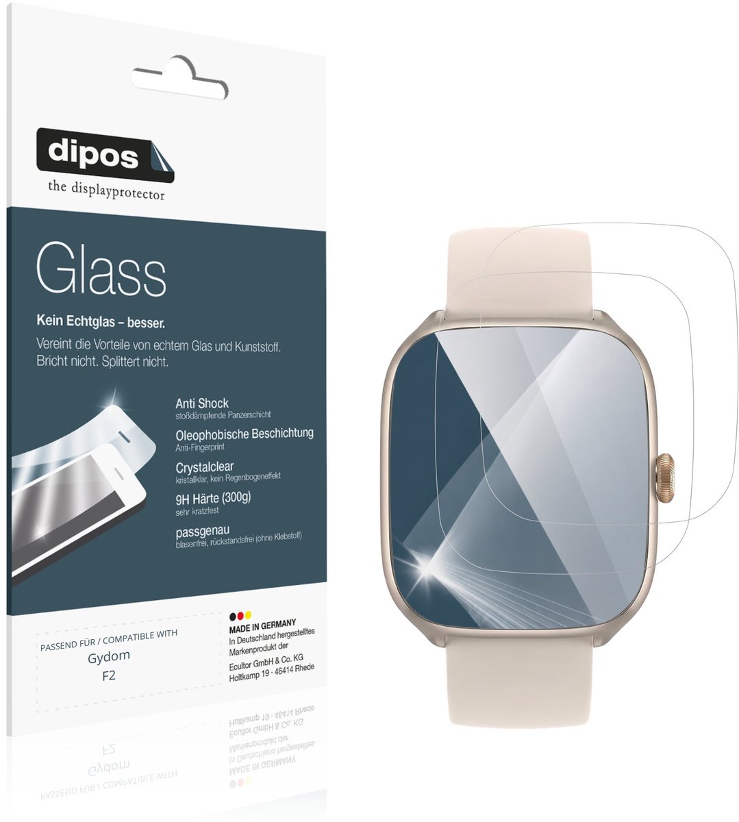 dipos – 2x Pantserfolie geschikt voor Gydom F2 | 9H Screenprotector