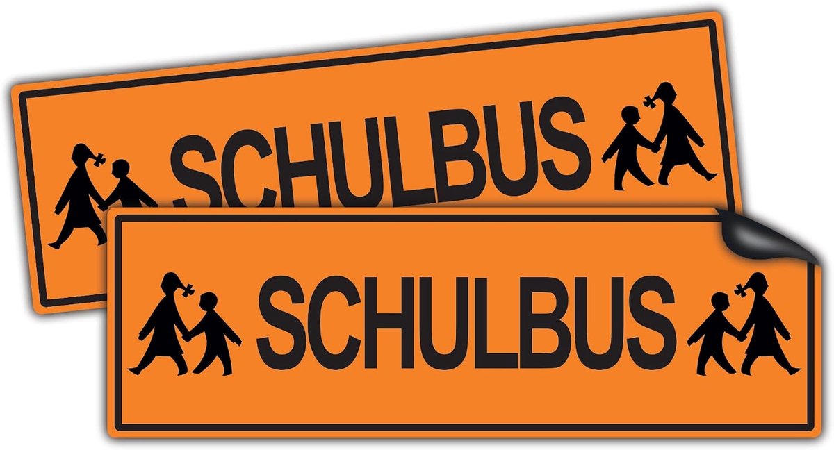 2 stuks XXL schoolbusborden magneet schoolbus 45 x 15 cm waarschuwingsbord leerlingentransport schoolbusbord magneetbord bord personentransport waarschuwingsbord waarschuwingsteken met UV-bescherming