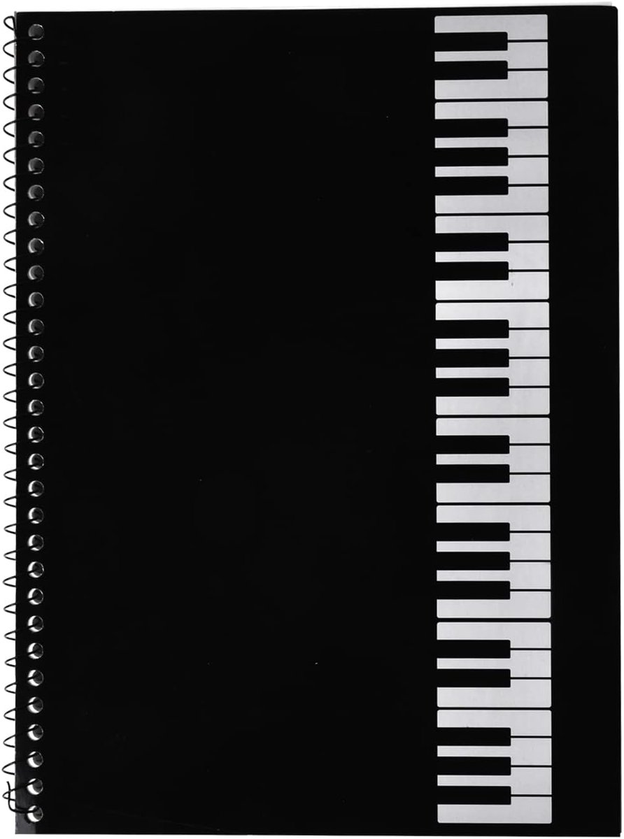 Draadgebonden Compositie Notebook Manuscript Papier Blanco Bladmuziek Notebook Hardback Personeel Papier Standaard Stave Boek Zwarte Piano Sleutelbord Cover Boek met 50 Pagina Beginner