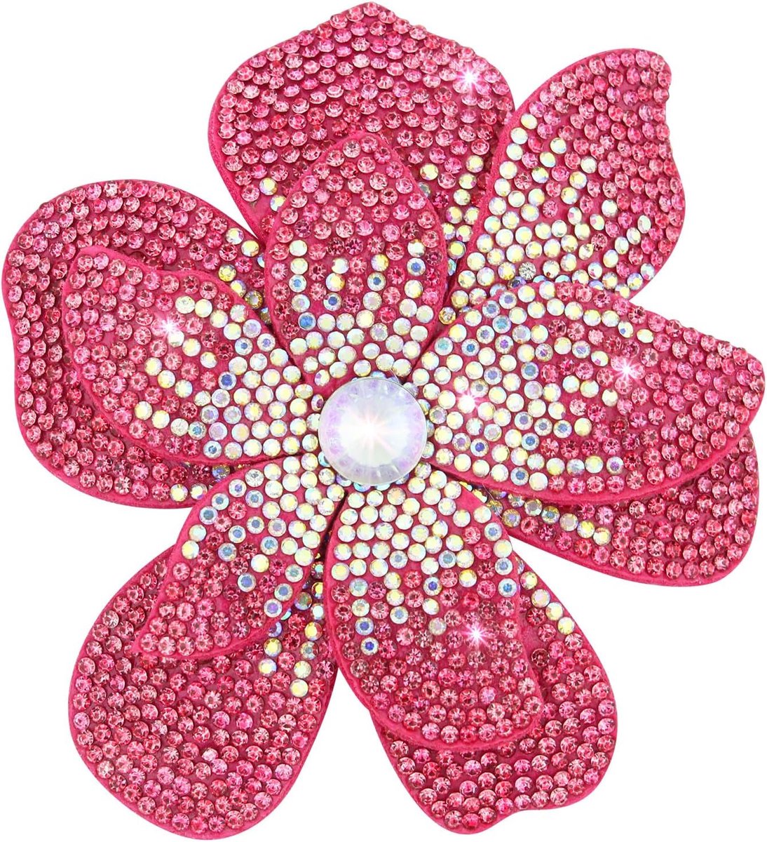 Haarspeld Kunstkristal Dubbele Bloemblaadjes Broche Corsage Hoofdsieraad Bloem Haar Pin Accessoires voor Vrouwen Meisjes Party Fuchsia