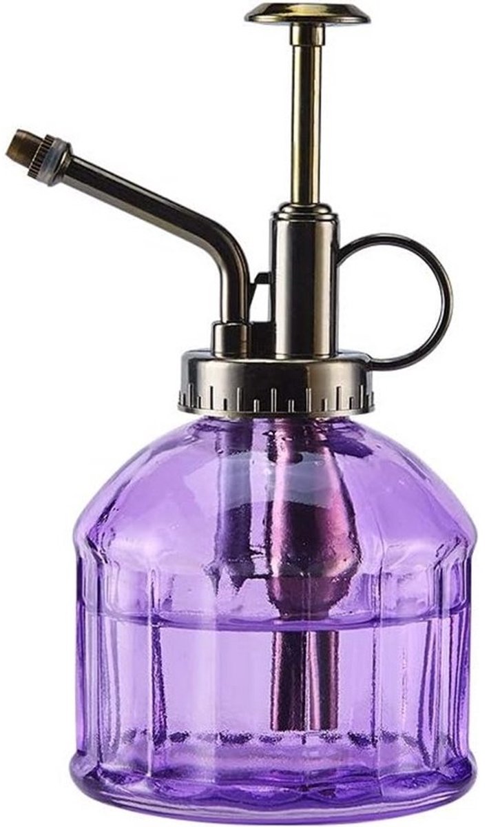 Vintage Glazen Plantenspuitfles - Kleine Verstuiver voor Kamerplanten en Terrarium - Paars