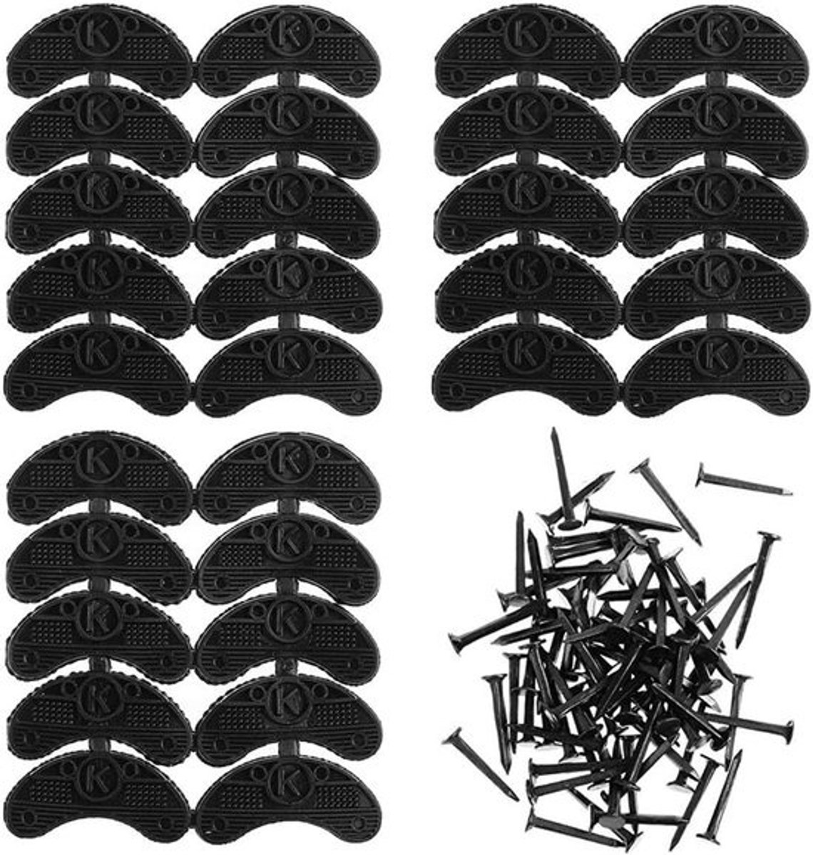 30x Stuks Hielpunten Reparatiebits voor Schoenen, Rubberen Hakken Vervangen met Spijkers (Zwart)