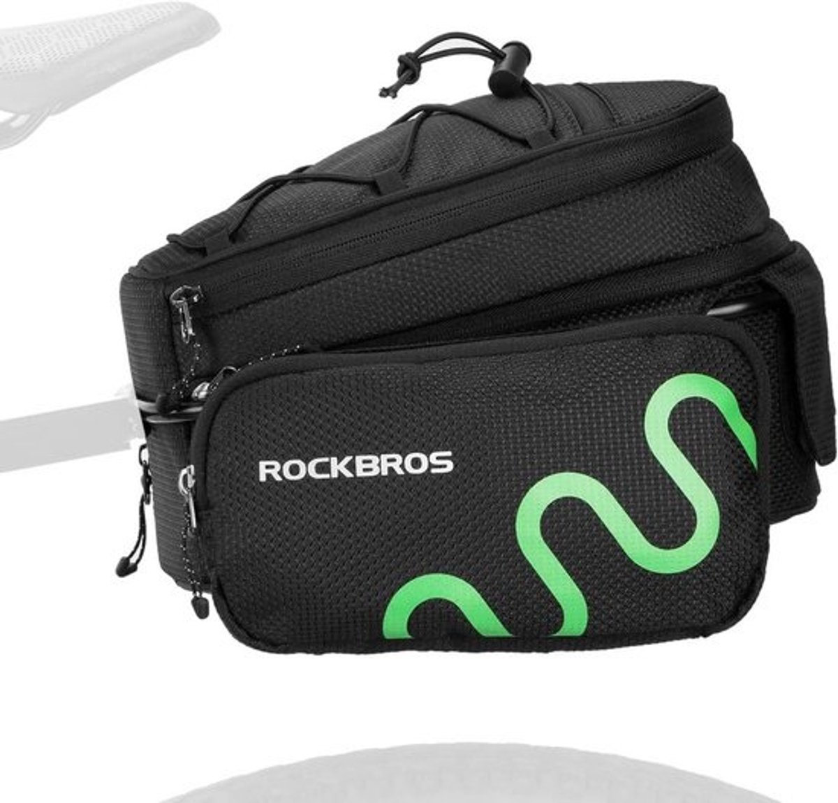 Fiets Bagage Tas 6-8 Liter met Houder en Regenbescherming - Snelle Verwijdering en Reflecterend Zwart