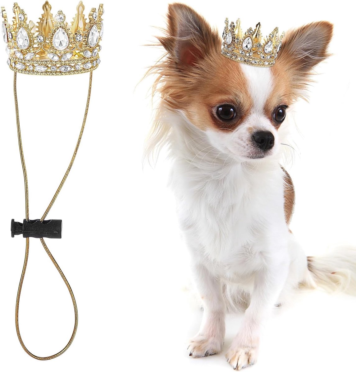 Strass-koningskroon voor huisdieren, ook geschikt als rekwisiet voor Halloween-kostuums, cosplay-feesten, adoptiefeesten, bruiloften, verjaardagen en fotoshoots