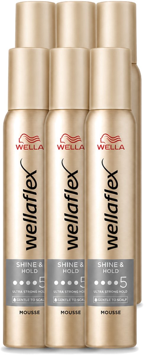 6 x Wella – Flex Shine & Hold – Haarmousse – 200 ml - Voordeelverpakking - 6 stuks