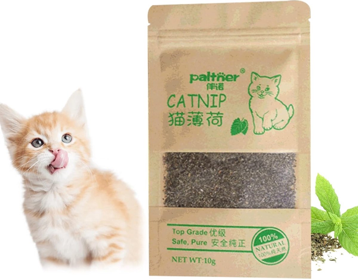 Natuurlijke kattenkruid voor katten, ideaal als snack of speeltje, hoogwaardig en zacht gedroogd kattenkruid