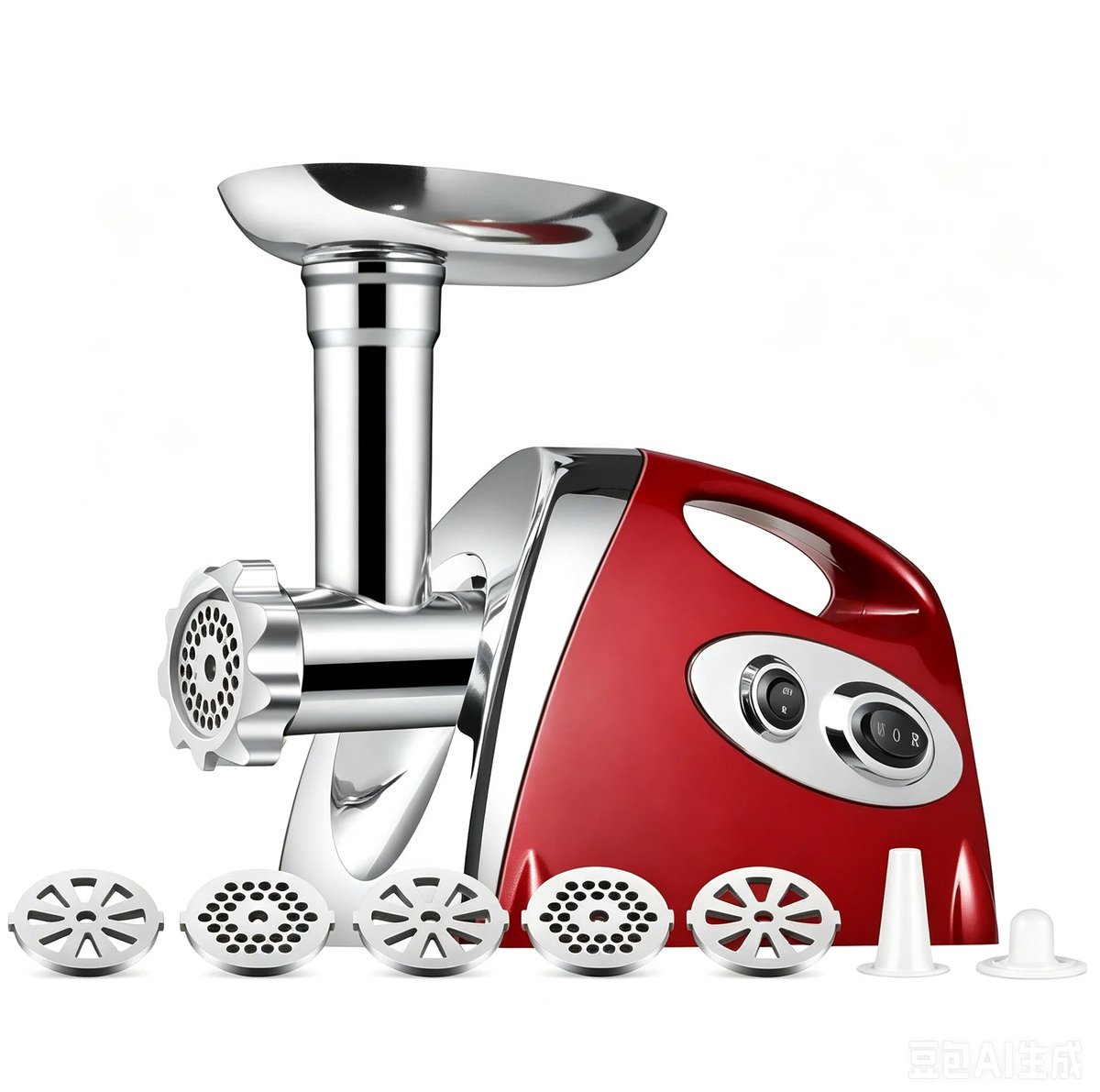 G&G vleesmolen - Gehaktmolen - Worstenvuller - Worstenmaker - Kibbeh maker - Elektrische - 3 Maalschijven - RVS - 80kg p/u - Rood
