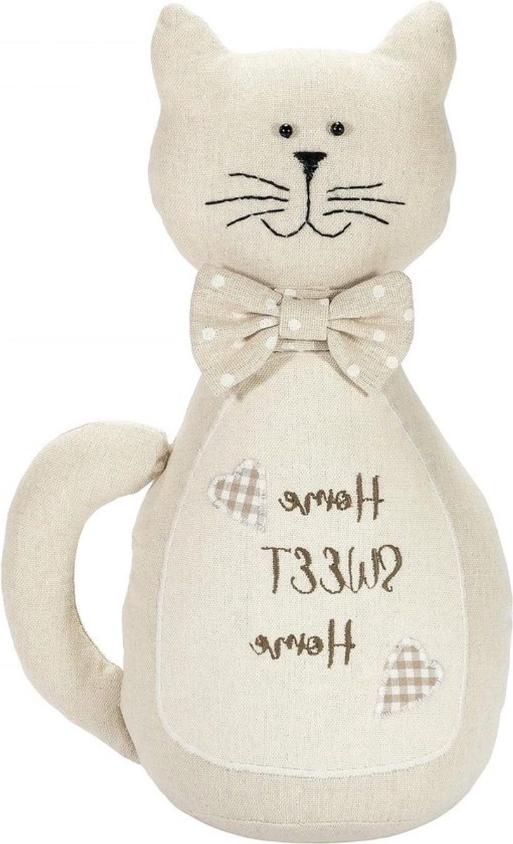 Deurstopper Schattige Kat - Kattendeurstopper van Stof - Home Sweet Home Ontwerp - Zwaar Zand Gevuld - Dier Deurbuffer - Cadeaus voor Kattenliefhebbers - 19 x 13 x 36 cm