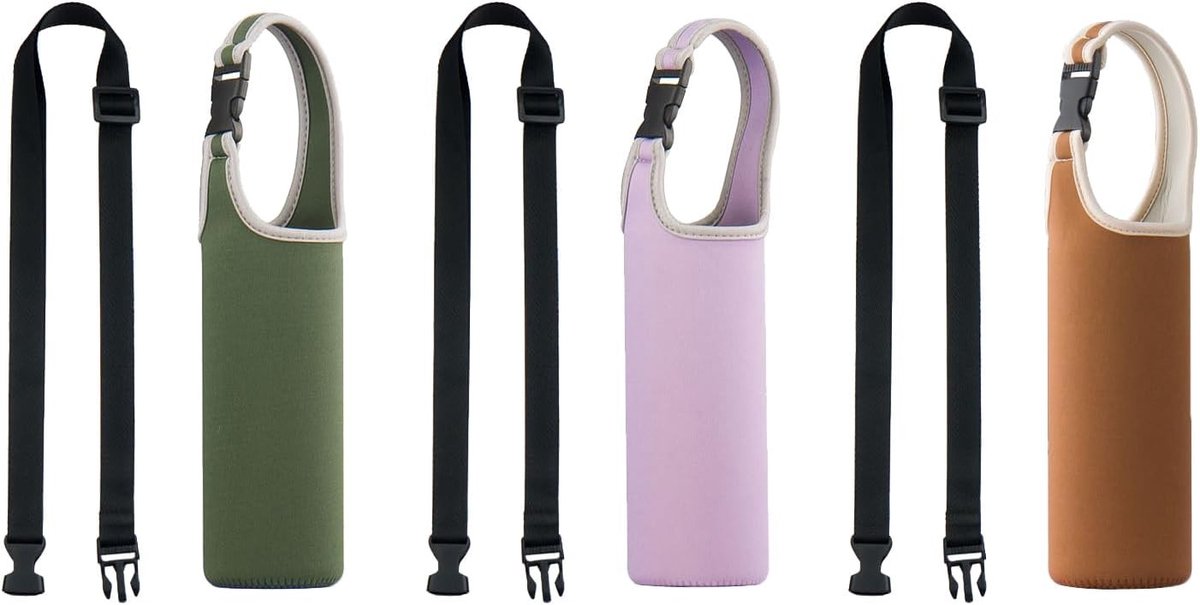 Drie-delige beschermhoes voor waterflessen, neopreen thermosleeve, waterfleshouder, ideaal voor school, werk, gym en reizen