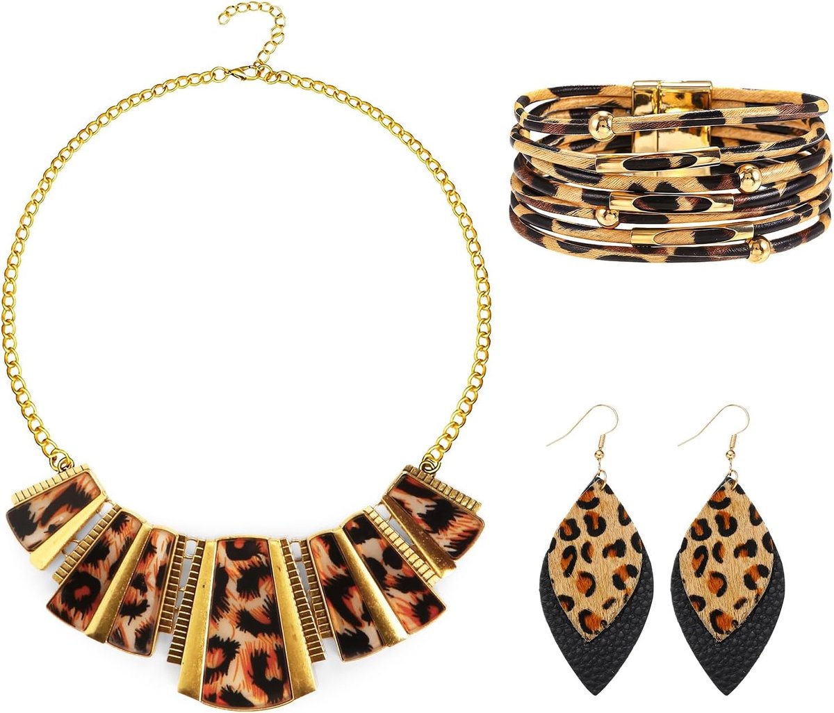 Feestelijke kostuumaccessoires voor Capaneus: ketting met hanger, oorbellen, en armbanden voor carnaval en kerstfeesten