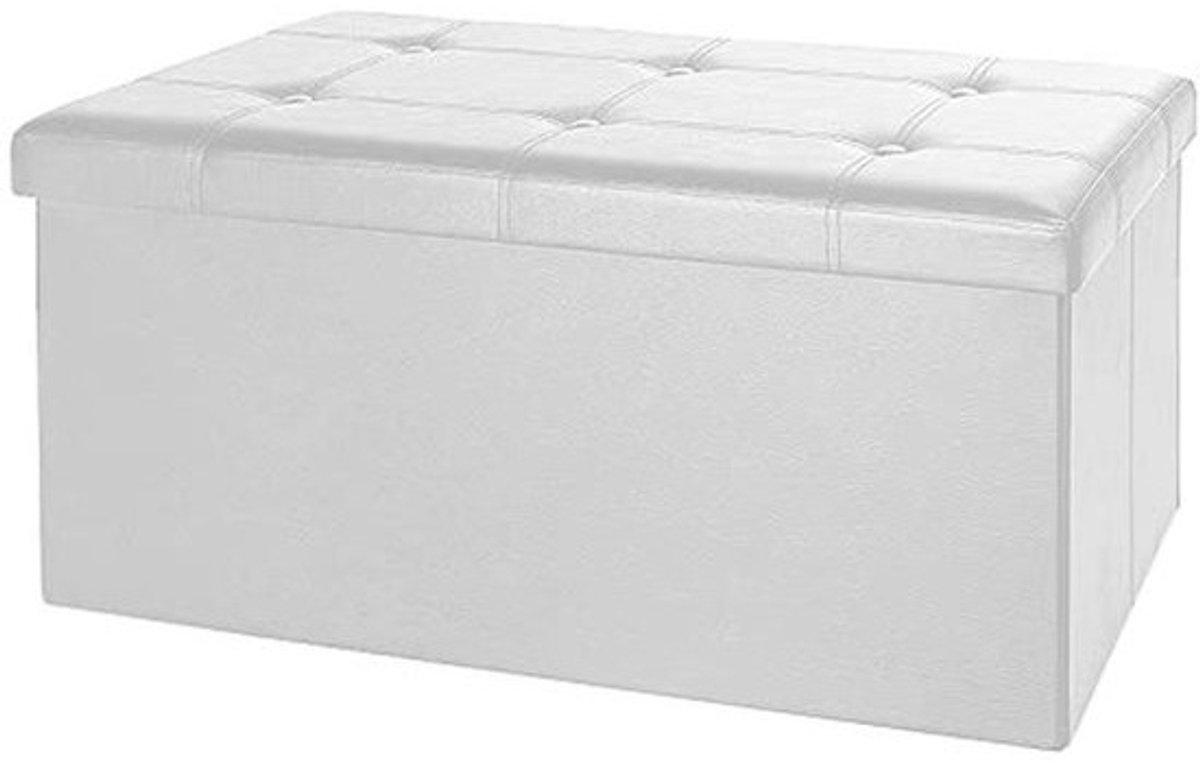 Moderne 2-in-1 Zitbank met Opbergruimte en Kunstleer Afwerking - Klapbaar, 100L Opbergbank, Wit