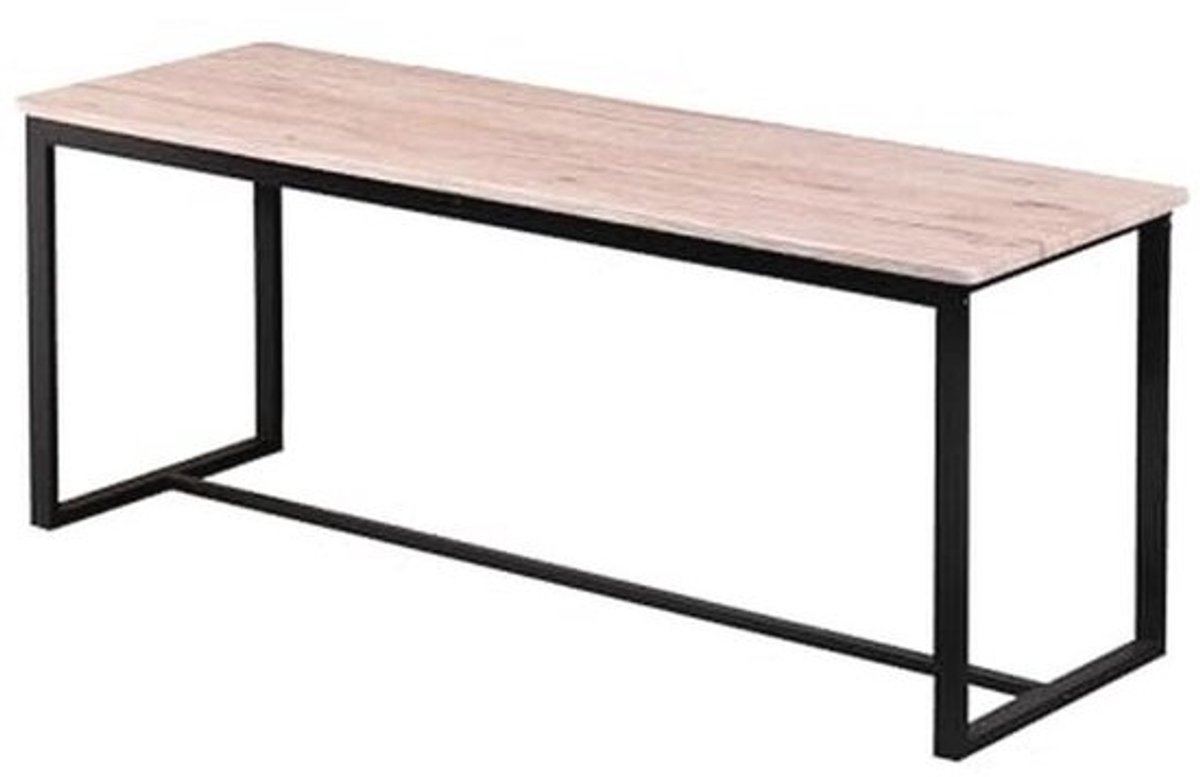 Industriële Eetbank met Metalen Structuur en Houtfineer – 120 x 35 cm