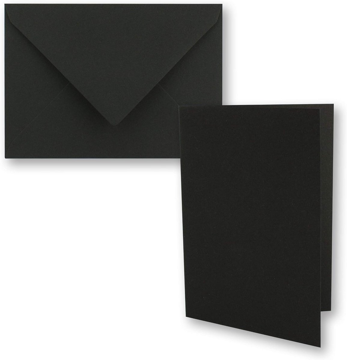 10 stuks, zwart vintage kraftpapier, set met enveloppen, DIN A5, 21 x 14,8 cm, zwart, recycling, vouwkaarten, blanco