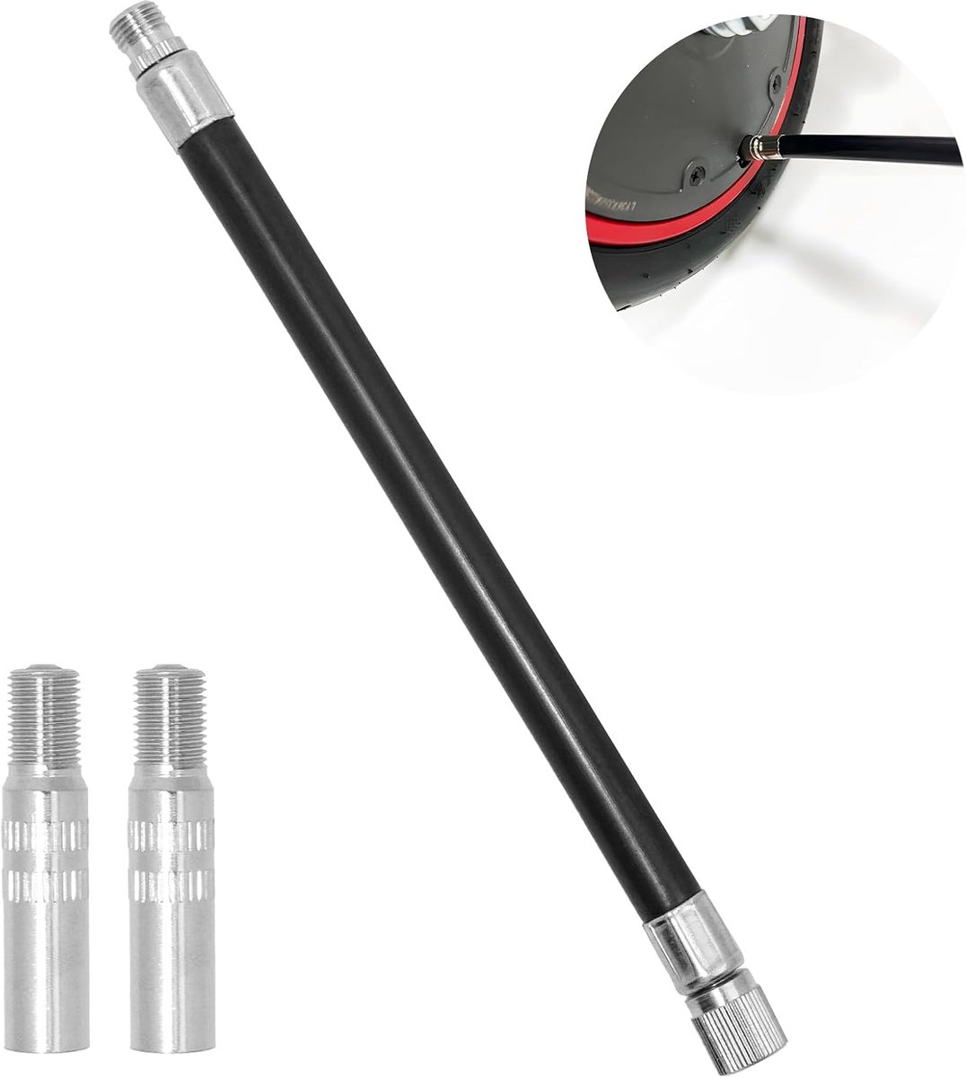 39 mm, verlenging voor terugslagventiel, met rubberen pomp, verlengadapter voor fietsen, scooters, auto's, motorfietsen