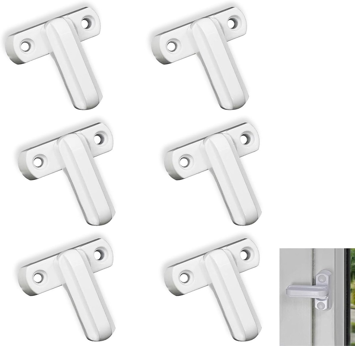 Extra Witte Deursloten voor Kindveiligheid - 6 Stuks met 12 Schroeven voor Ramen en Deuren
