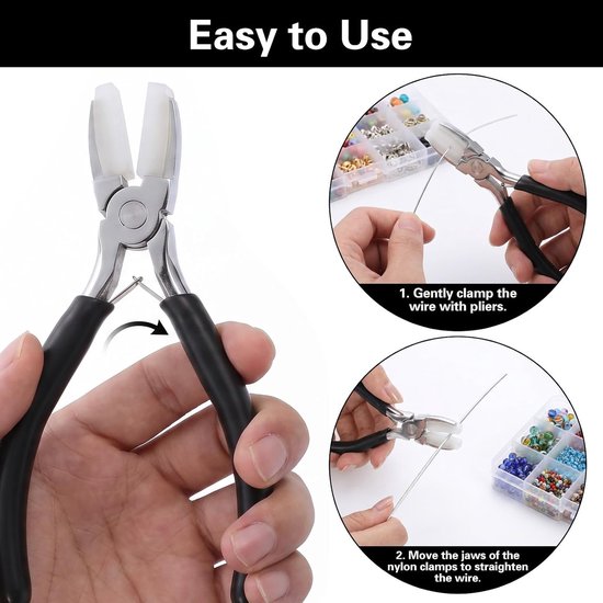 Tang, Backentang, Platte Tang, Nylon Tang voor het Maken van Sieraden, Antislip Nylon Bektang met Rubberen Handgreep voor Kralenwerk, Buigen, Vormen en Ander Handwerk, Koolstofstaal — afbeelding 4