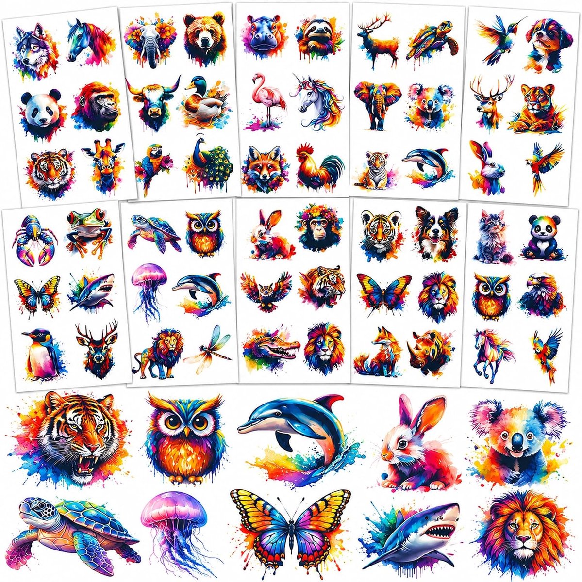 Tijdelijke Tattoos voor Kinderen - 10 Vellen Tatoeagestickers voor Meisjes Jongens Lichaam Arm Schouder Tattoos Stickers Huidvriendelijk, Kinderfeestjes Verjaardagsfeest Decoraties