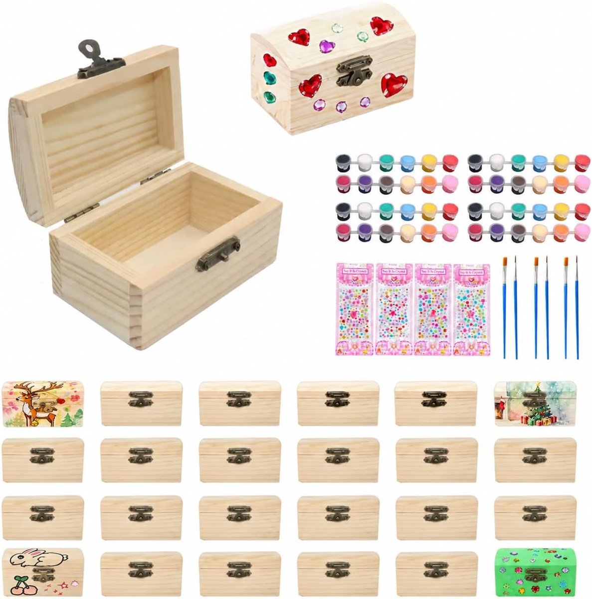 24 stuks schatkist voor kinderverjaardag, 9 x 5,5 x 5 cm