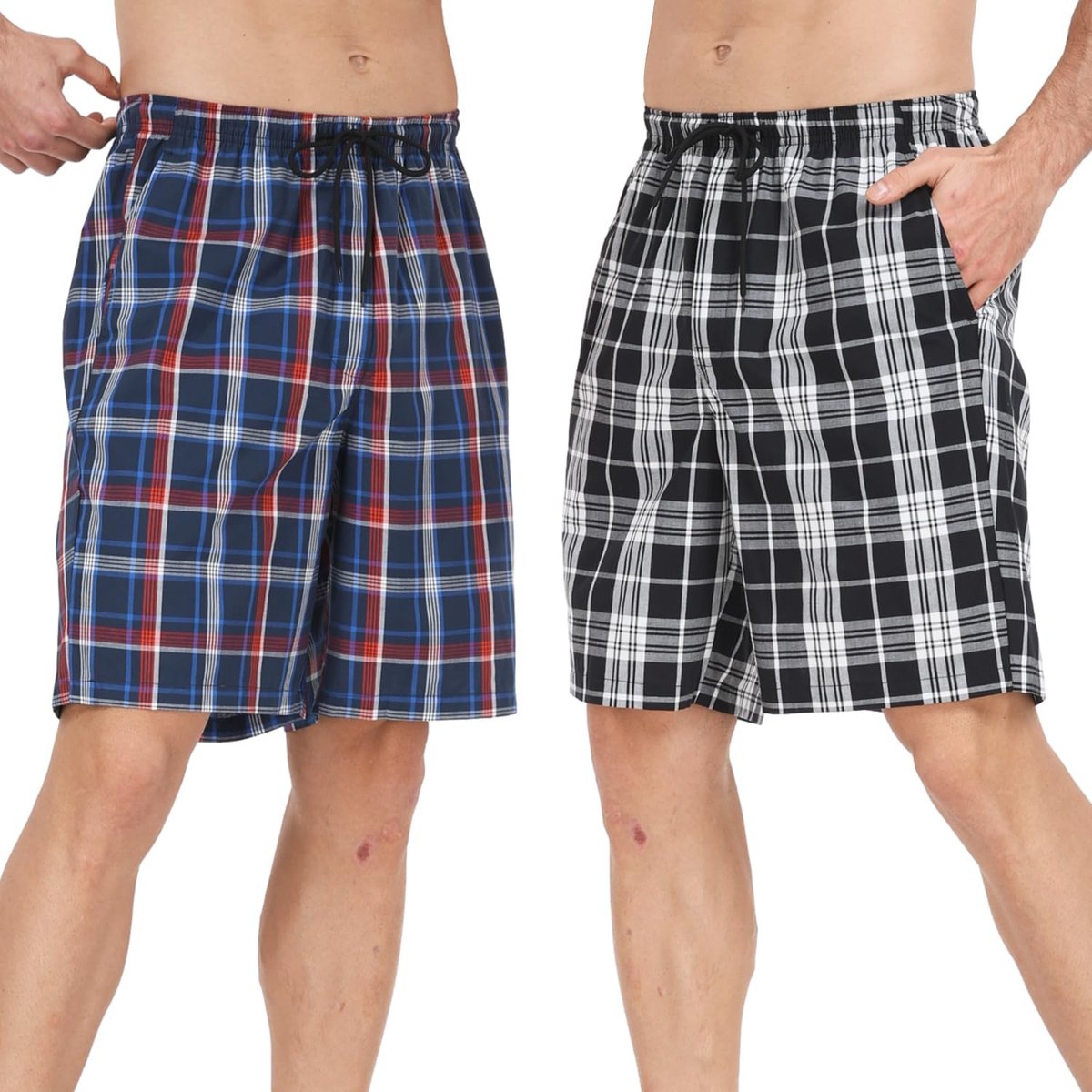 2-pack pyjamabroek korte katoenen slaapshorts geruit pyjamabroek vrijetijdsbroek voor mannen loungewear korte nachtkleding shorty loungewear zomer met zakken