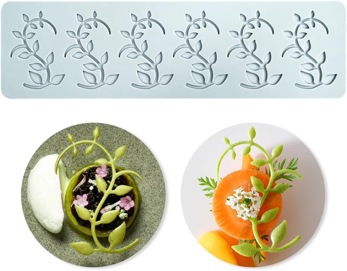 Fondant Kant Mat, Sugar Craft Impression Mold Eetbare Cake Moleculaire Cuisine Decoreren, 6 Gaten Gebogen Bladknop