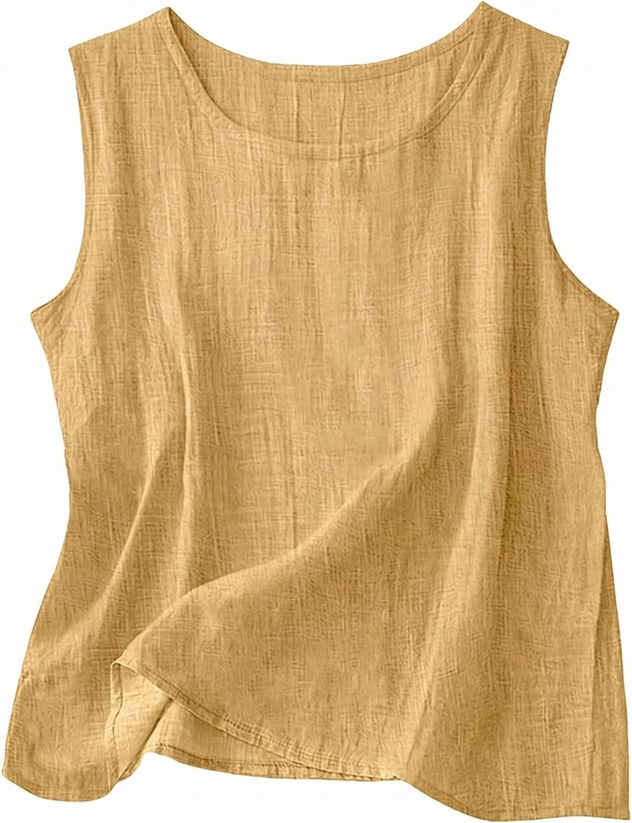 Tops Dames 2026 Linnen Tanktops met ronde hals