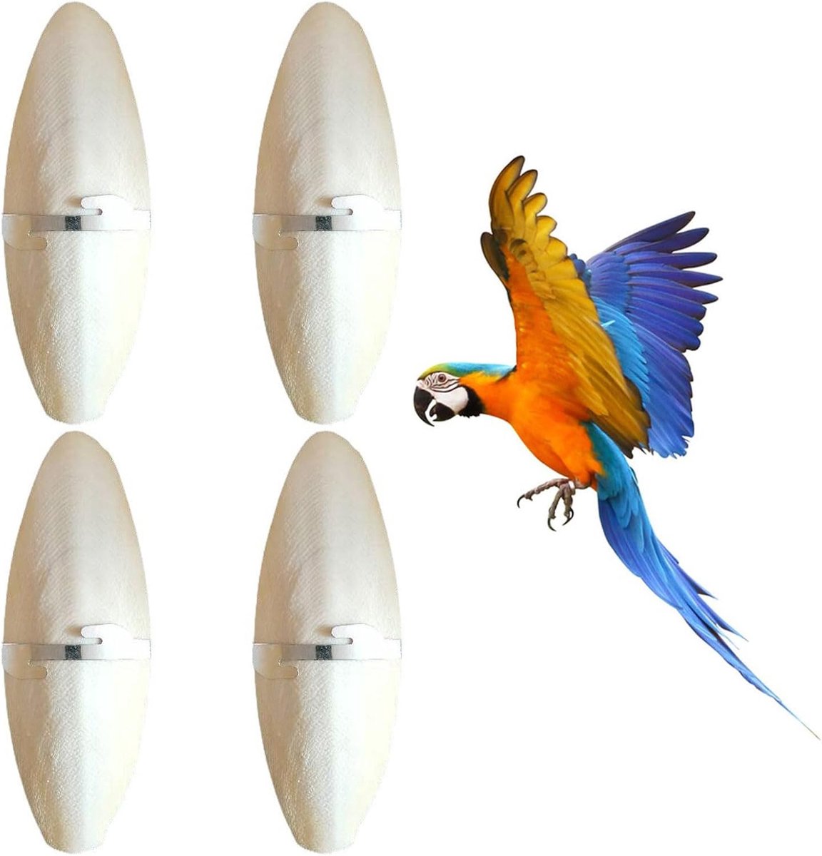 4 stuks sepiakbotten voor papegaaien, 11-13 cm, sepiakbotten voor schildpadden, met 4 houders, van metaal, natuurlijk om op te kauwen voor vogels, hamsters, parkieten, huisdieren