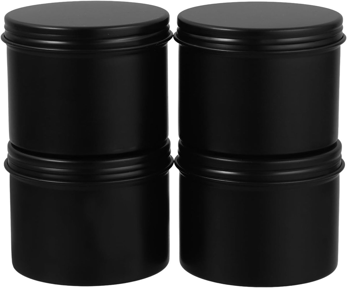 Ronde aluminium blikjes, 4 stuks, 120 ml, met schroefdeksel, luchtdicht, voor thee, snoep, cosmetica, opslag en reizen