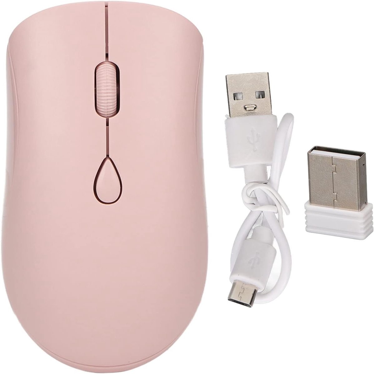 Draadloze Muis, Dubbele Modi Bluetooth 5.2 & 2.4G Draadloze 1600DPI Computermuis met USB-ontvanger, Oplaadbare Stille Muis (Roze)