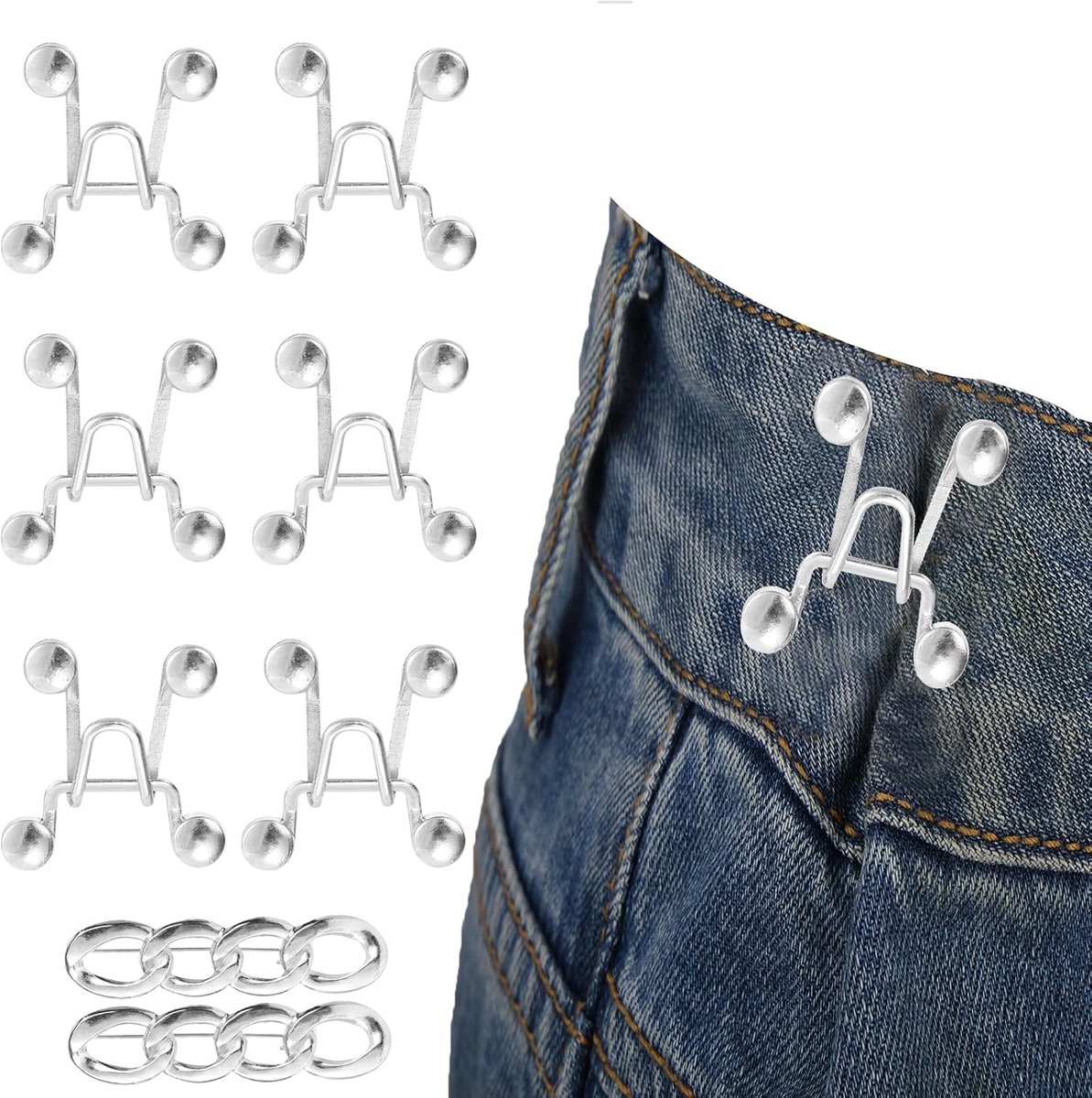 8 St Set Broekverstevigers, Zinklegering Herbruikbare Broekversteviger Tailleversteviger Coole Kettingspelden voor Dames Jurken Shirts (Klein)