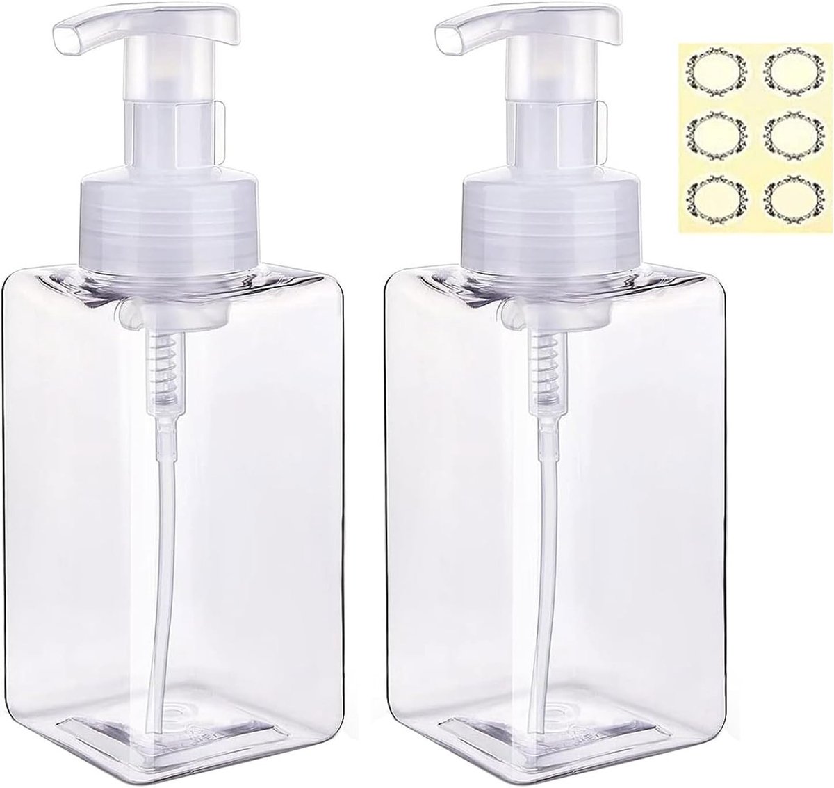 Set van 2 Herbruikbare 450ml Foam Zeep Dispensers - Lege Plastic Flacons voor Handzeep, Shampoo en Lichaamswas voor Badkamer, Keuken en Medische Omgevingen