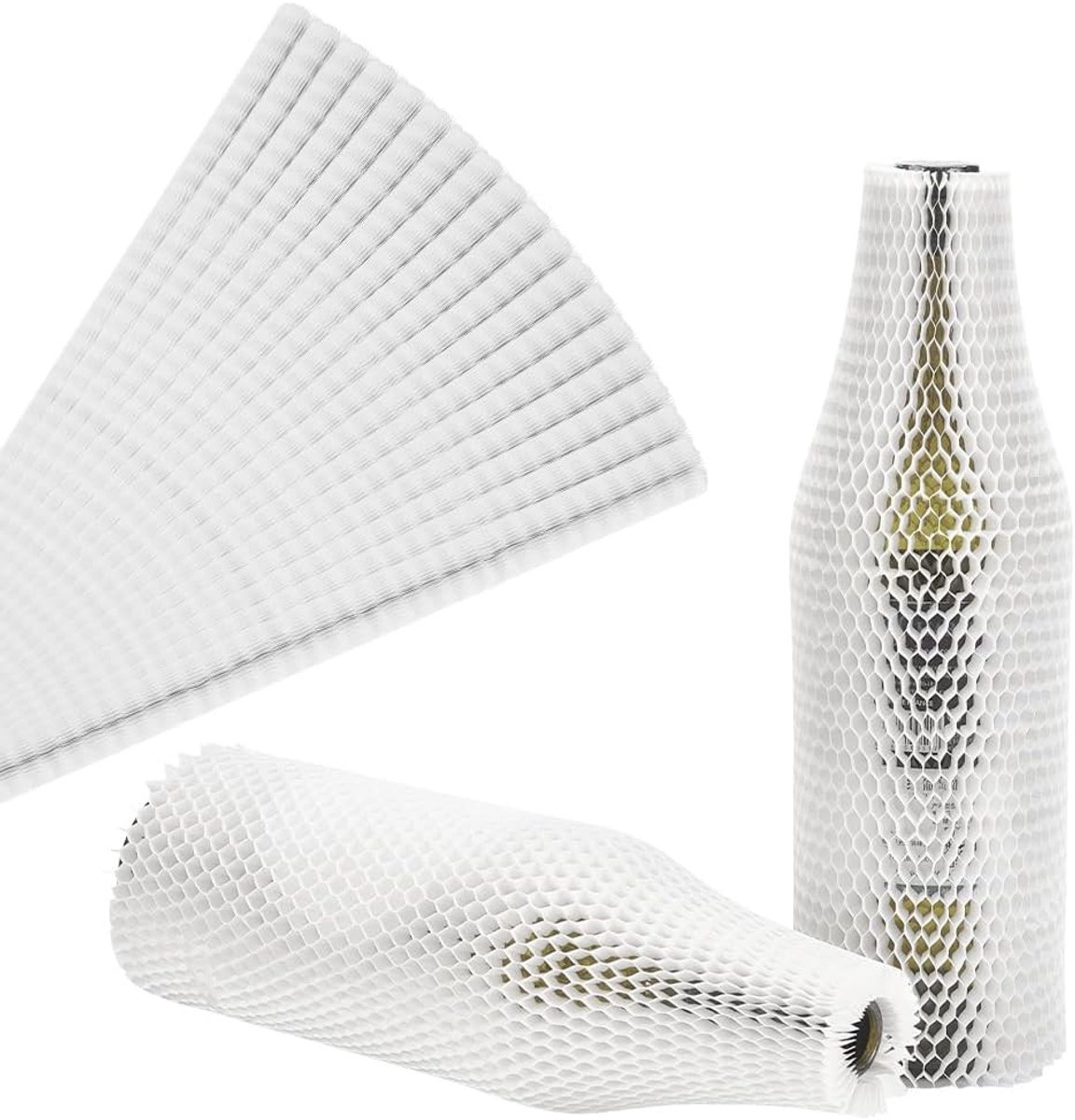 20 Stuks Herbruikbare Wijnzakken van Honingraatpapier voor Vliegtuigreizen, Veilig Transport en Impactbestendige Flessenhoezen, Wit, 34-35 cm