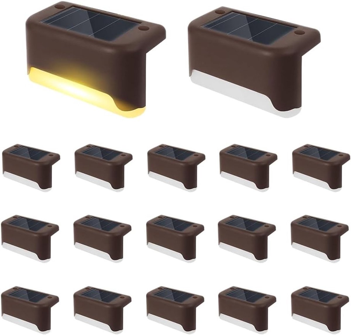 Set van 16 Waterdichte LED Solar Tuinverlichting voor Trappen, Terras en Tuinhekken - IP65 Veiligheid