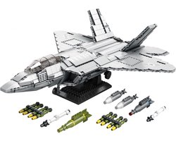 Reobrix 33020 F22 Fighter Straaljager bouwset | Classic WW2 Army vliegtuig constructie modelbouw | Educatief militair & leger speelgoed bouwpakketten voor kinderen & volwassenen | DIY creator set geschikt voor Lego | Bouwdoos met 1729 bouwstenen