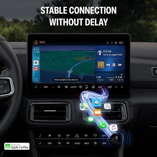 Draadloze CarPlay-adapter geschikt voor Apple iPhone - 2025 Circle Edition - Converteert bekabelde naar draadloze CarPlay geschikt voor iPhone iOS 10+ - Plug & Play, snelle automatische verbinding, USB-dongle voor auto's geschikt voor Apple CarPlay van Circle — afbeelding 3