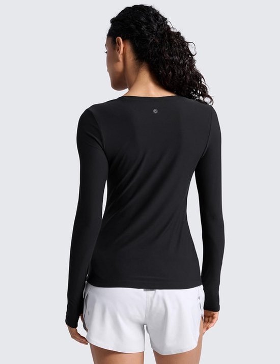 Dames Longsleeve Hardloopshirt Lichtgewicht Atletische Basic Tops met Duimgaten — afbeelding 2
