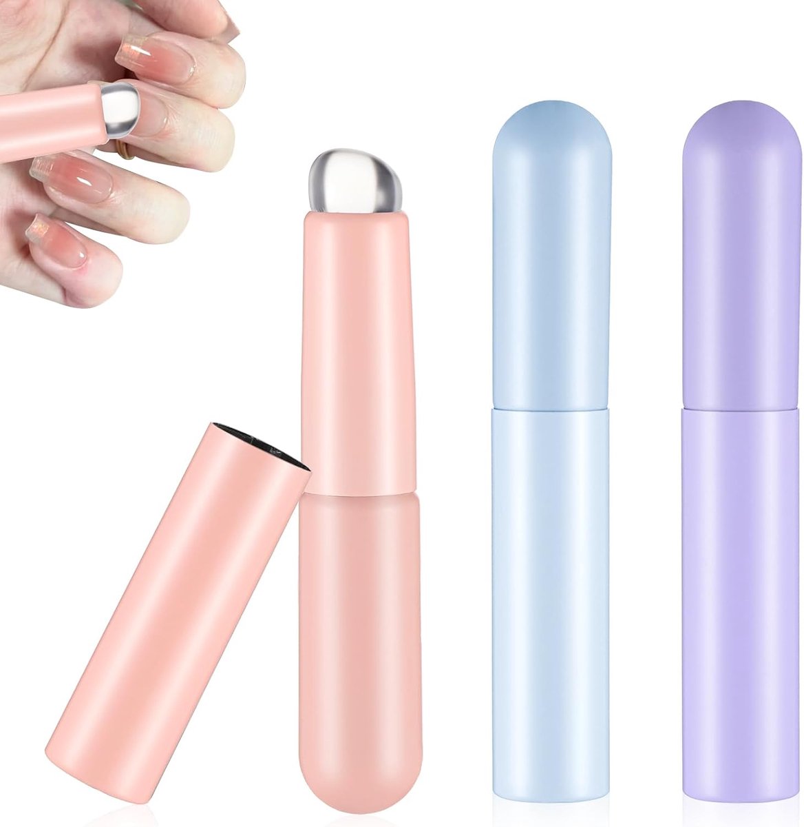 3 stuks siliconen nail art rendering tools, multifunctionele nagelkwast, ombre lippenpenseel, make-upkwast, herbruikbare nail art kwast, nagellak, kwast voor uv-gel, valse nagels
