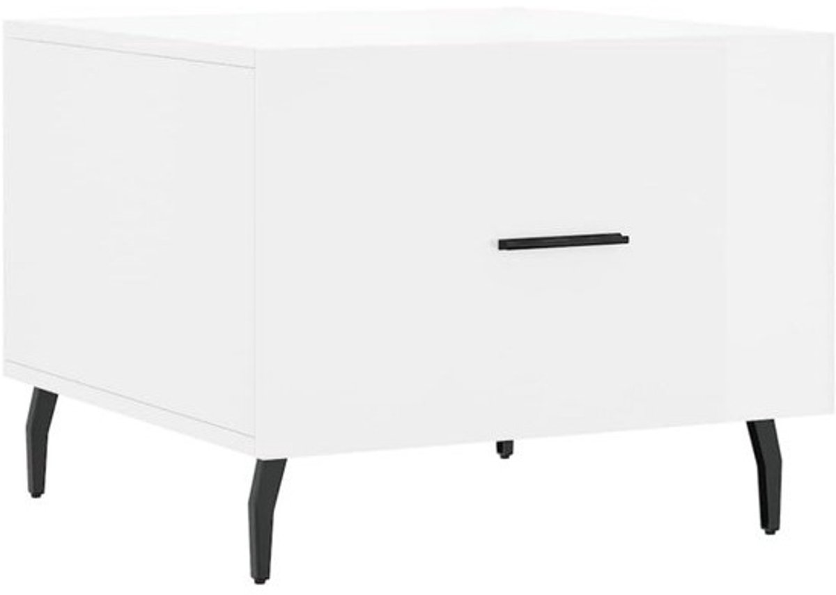 Kleine Vierkante Salontafel Hoogglans Wit - bijzettafel voor woonkamer