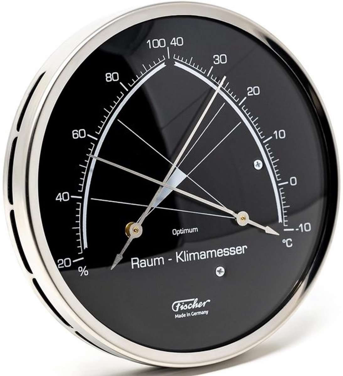 Klimaatmeter Binnen: Hygrometer en Bimetalen Thermometer in RVS Behuizing