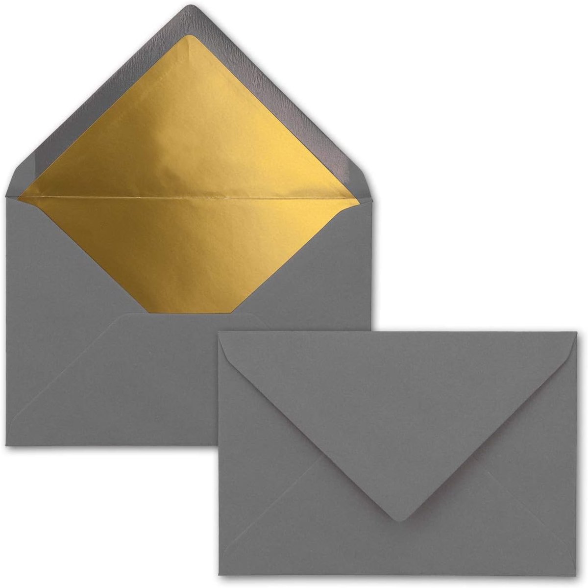 25x - Brief-Umschläge B6 met goud binnenvoering - 12,5 x 17,6 cm - Grafiet - (donkergrijs) - natte plakrand - FarbenFroh door Gustav Neuser