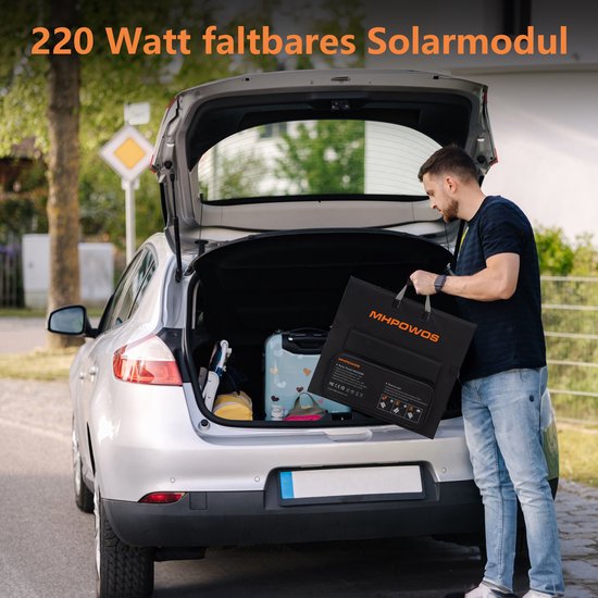 220W Vouwbaar Zonnepaneel, Hoog Rendement Monokristallijn Draagbaar Zonnepaneel IP67 Waterbestendig voor Camping, Camper, Noodstroom & Powerstation — afbeelding 4