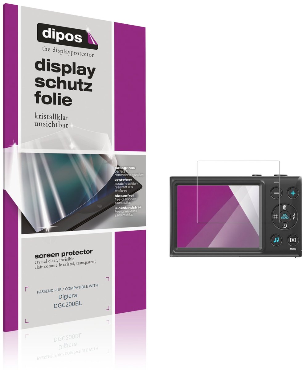 dipos – 4x Beschermfolie geschikt voor Digiera DGC200BL | Krasbestendige & heldere Screenprotector Ultra-Thin