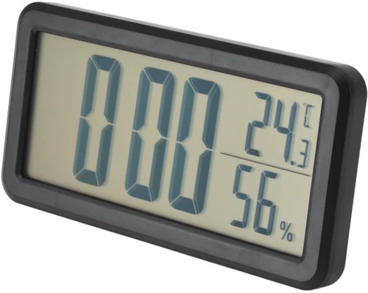 Digitale Wekker met Temperatuur- en Vochtigheidsmeter, Batterijgevoed en Wandmonteerbaar