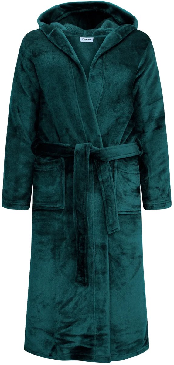 Gaubert® Gaubert Unisex Lange Fleece Badjas Met Capuchon – Groen