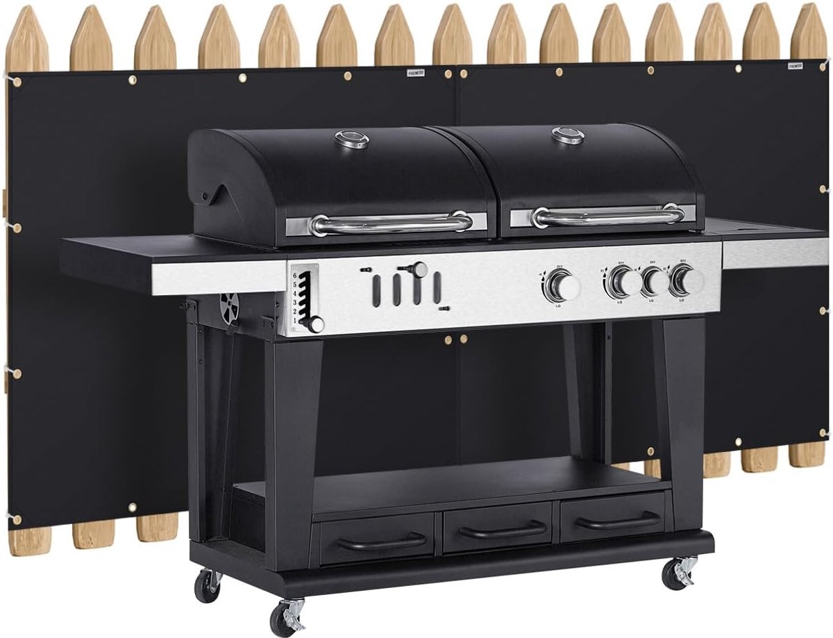achter grill 90 x 120 cm hitteschildmat voor muur, dekhek, reling, grill en koelkast, zware brandwerende hoes en schermbescherming terrasleuning van grill