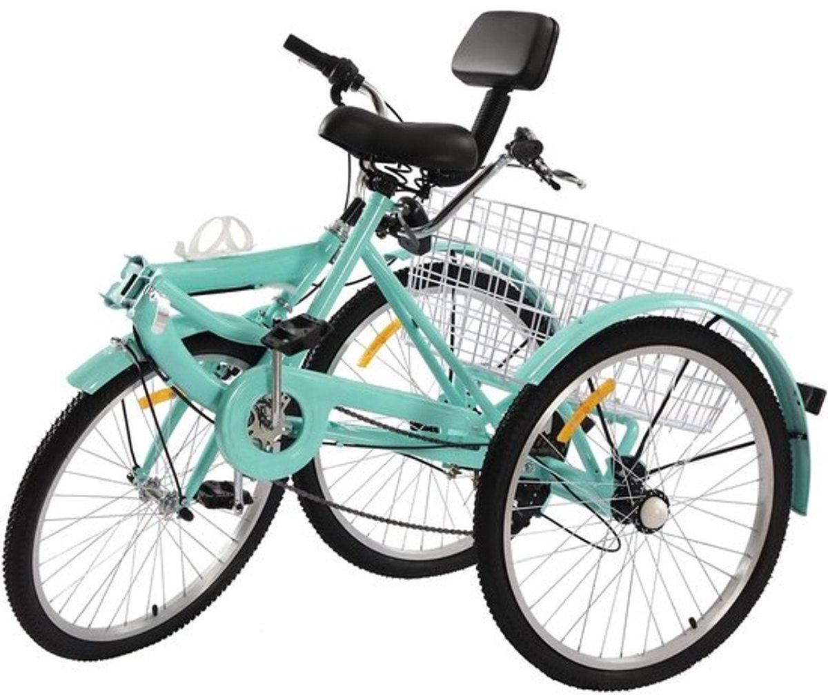 24 inch driewieler voor volwassenen 7 versnellingen 3 wielen inklapbare fiets met mand en rugleuning cruiser driewieler voor volwassenen senioren