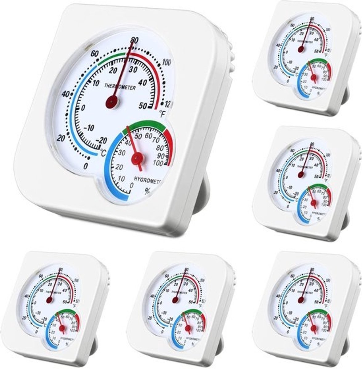 6x Binnenthermometer en Hygrometer - Mini Temperatuur en Vochtigheidsmeter voor Binnen