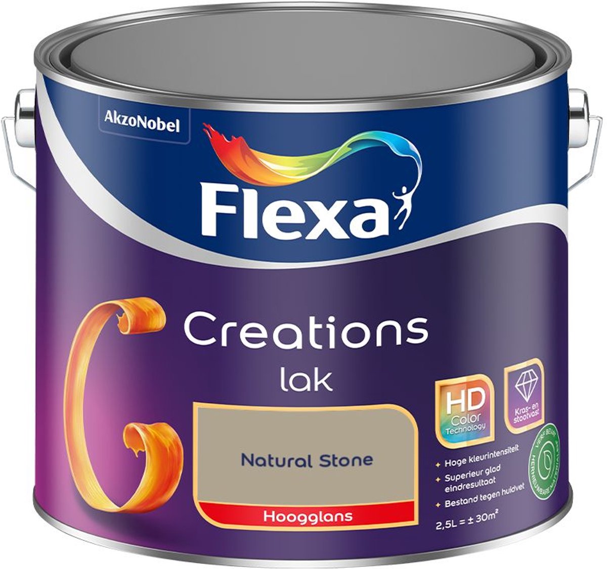 Flexa - Creations Lak Hoogglans - Natural Stone - 2,5 L - Kleur Van Het Jaar 2027